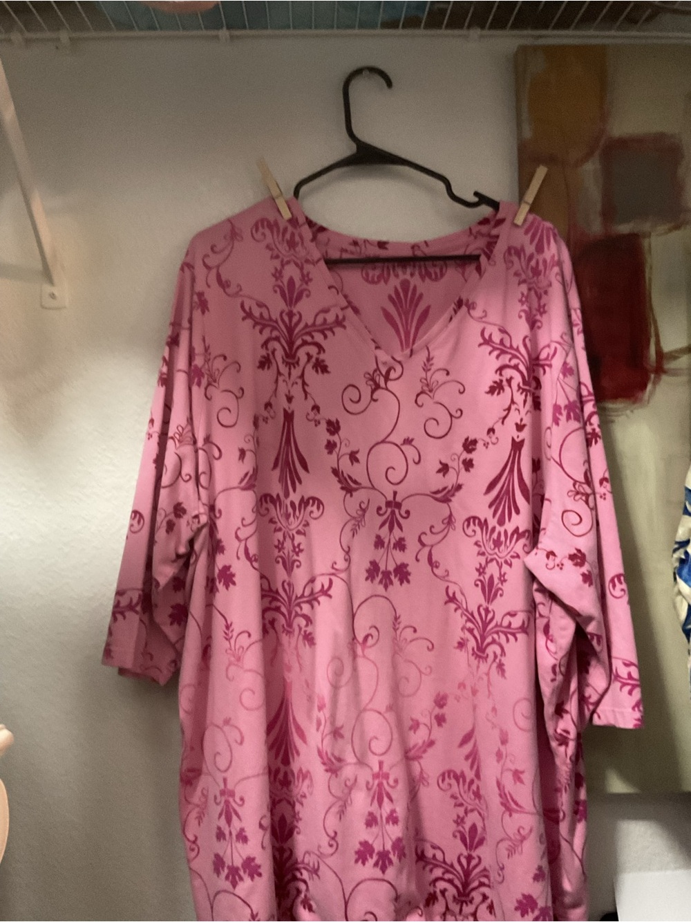 Liz & Me Pink Floral Print V-Neck Tunic Top